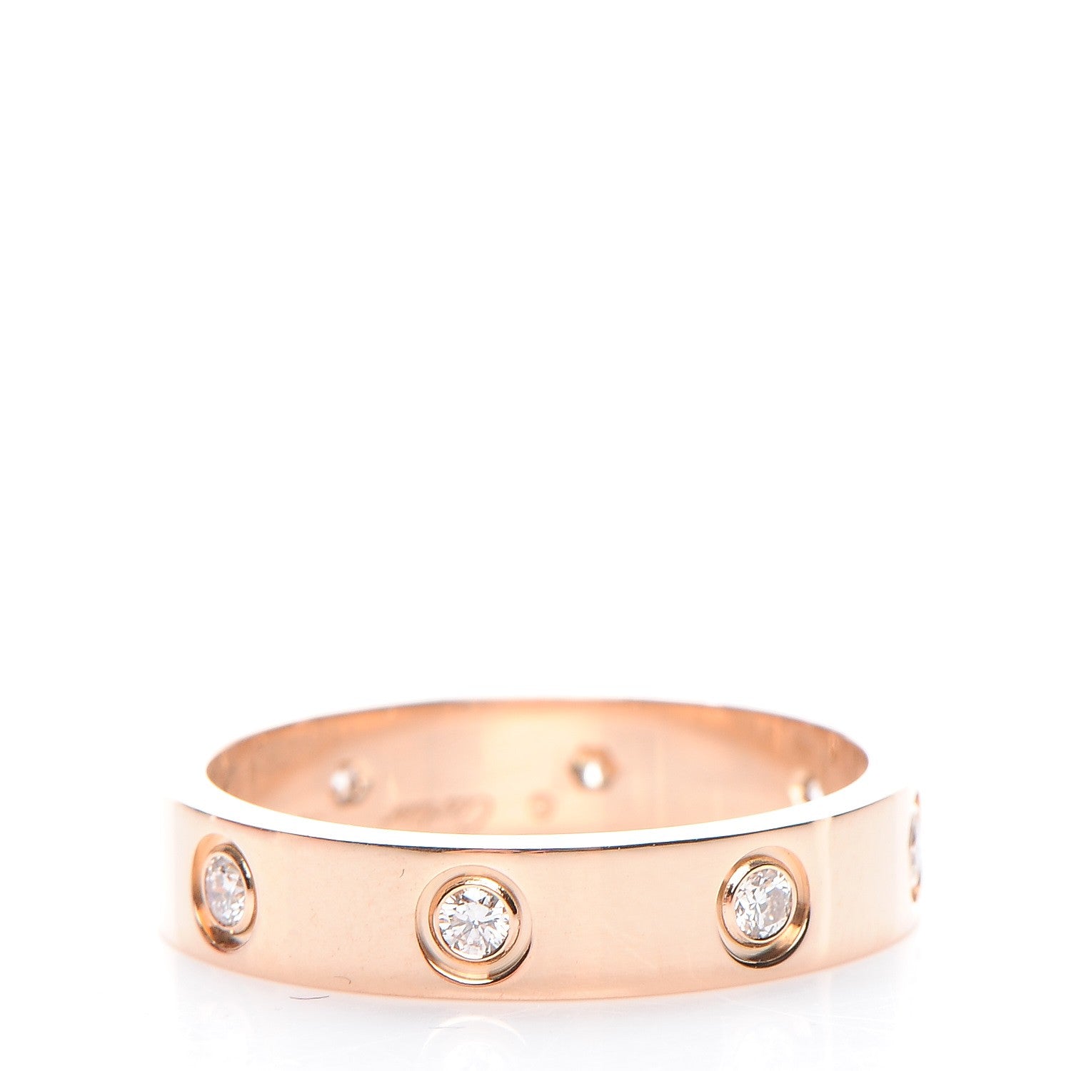 Cartier 18K Pink Gold 8 Diamond 4mm LOVE Wedding Band Ring 52 6 3 of 7