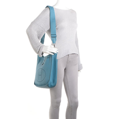 Hermes Taurillon Clemence Evelyne III GM Blue Jean 2 of 17