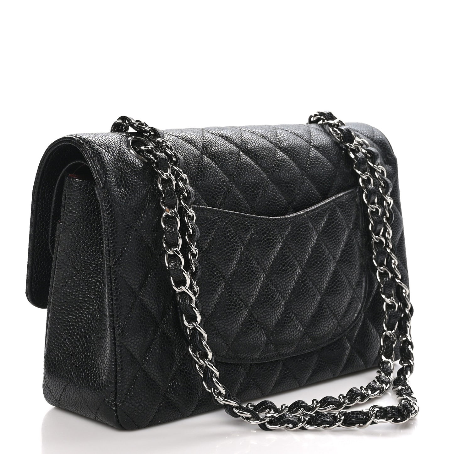 Caviar Quilted Medium Double Flap Black