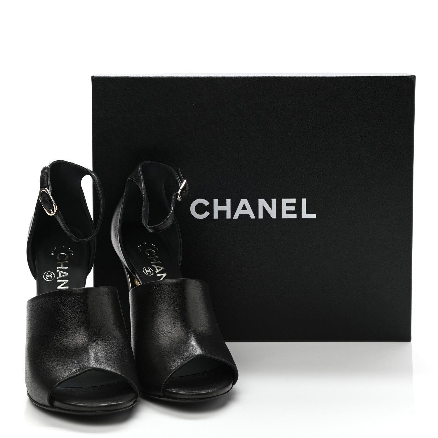 Chanel Lambskin Pearl Ankle Strap Sandals 37 Black 9 of 9