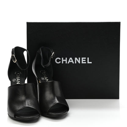 Chanel Lambskin Pearl Ankle Strap Sandals 37 Black 9 of 9