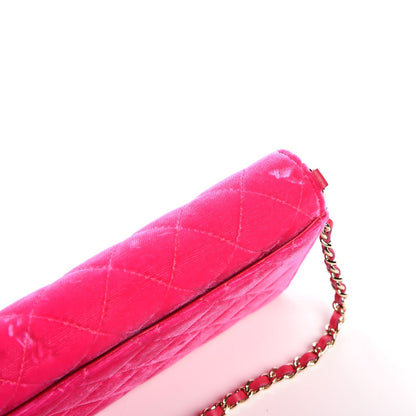 Chanel Velvet Quilted Clutch With Chain Pink 10 of 12