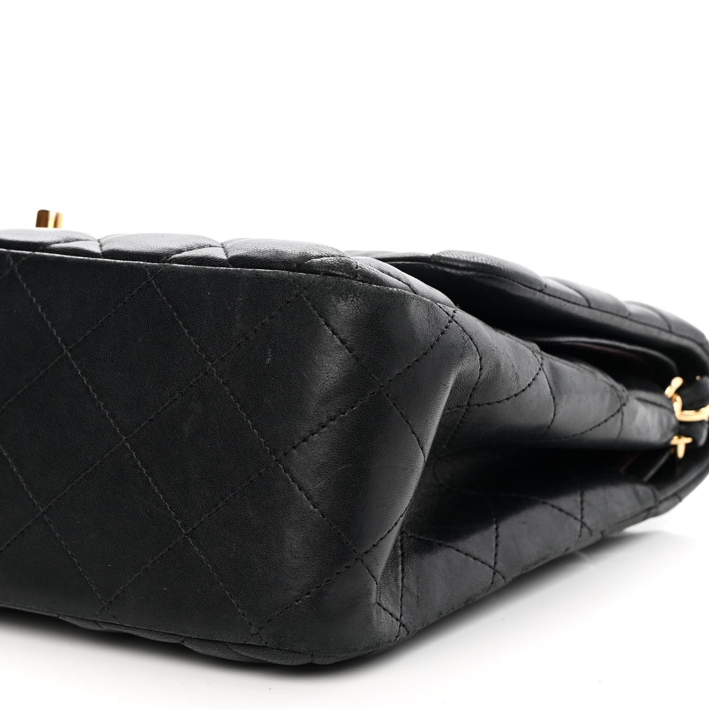 Lambskin Quilted Jumbo Double Flap Black