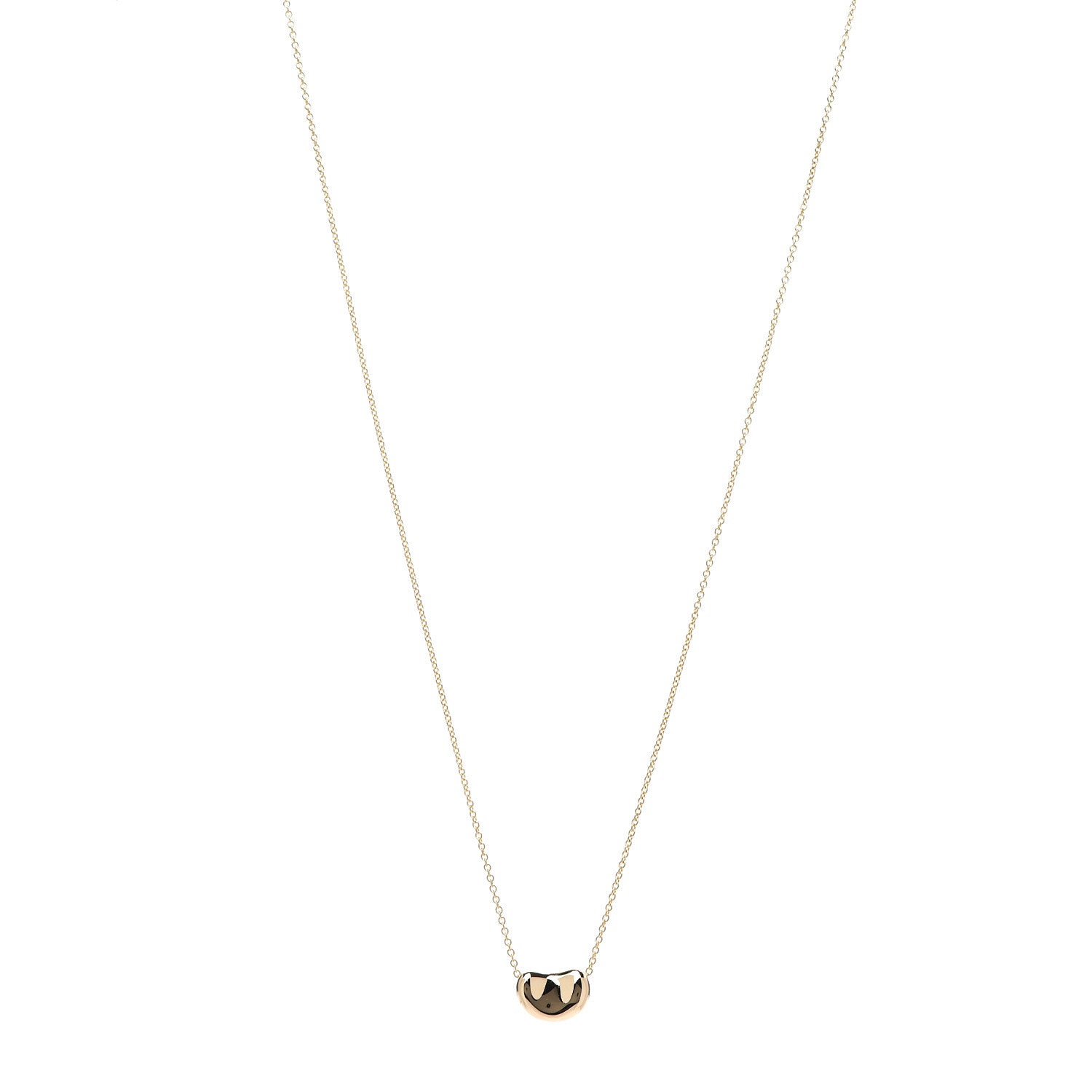 Tiffany 18K Yellow Gold 11mm Elsa Peretti Bean Pendant Necklace 1 of 6