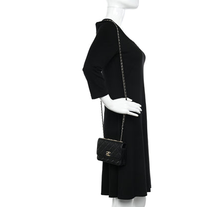 Chanel Lambskin Quilted Mini Trendy CC Wallet On Chain WOC Black 2 of 12