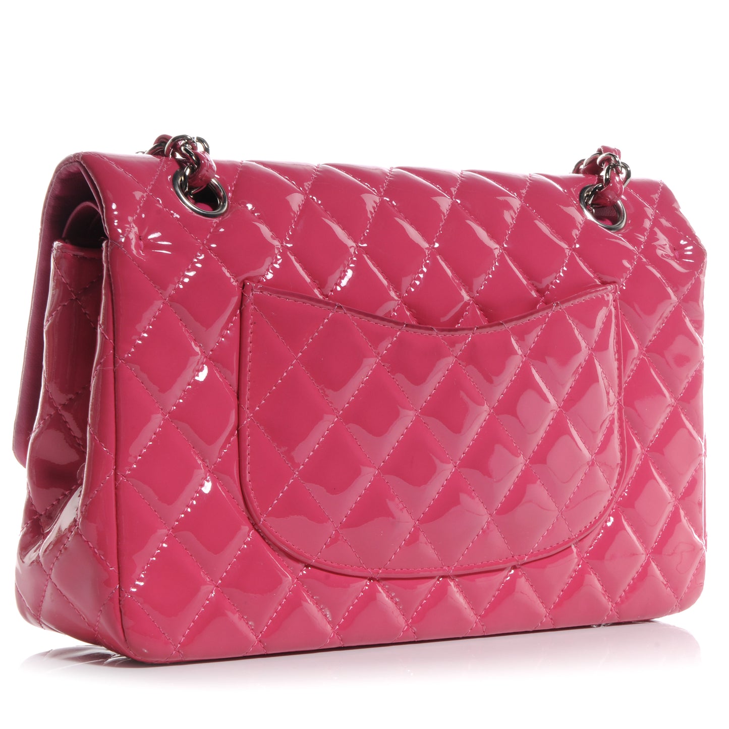 Patent Quilted Medium Double Flap Pink