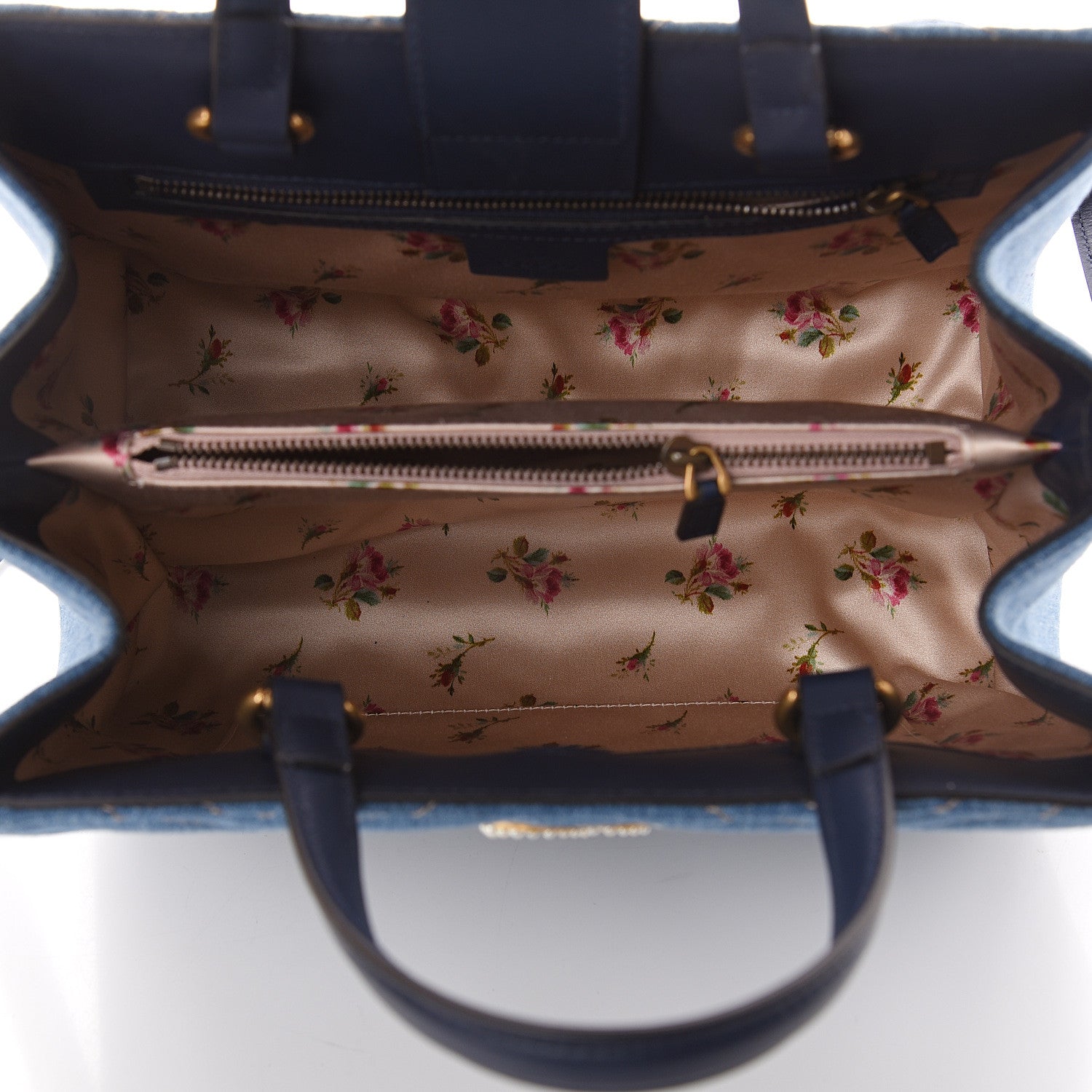 Gucci Denim Matelasse Small Pearly GG Marmont Tote Blue 4 of 8