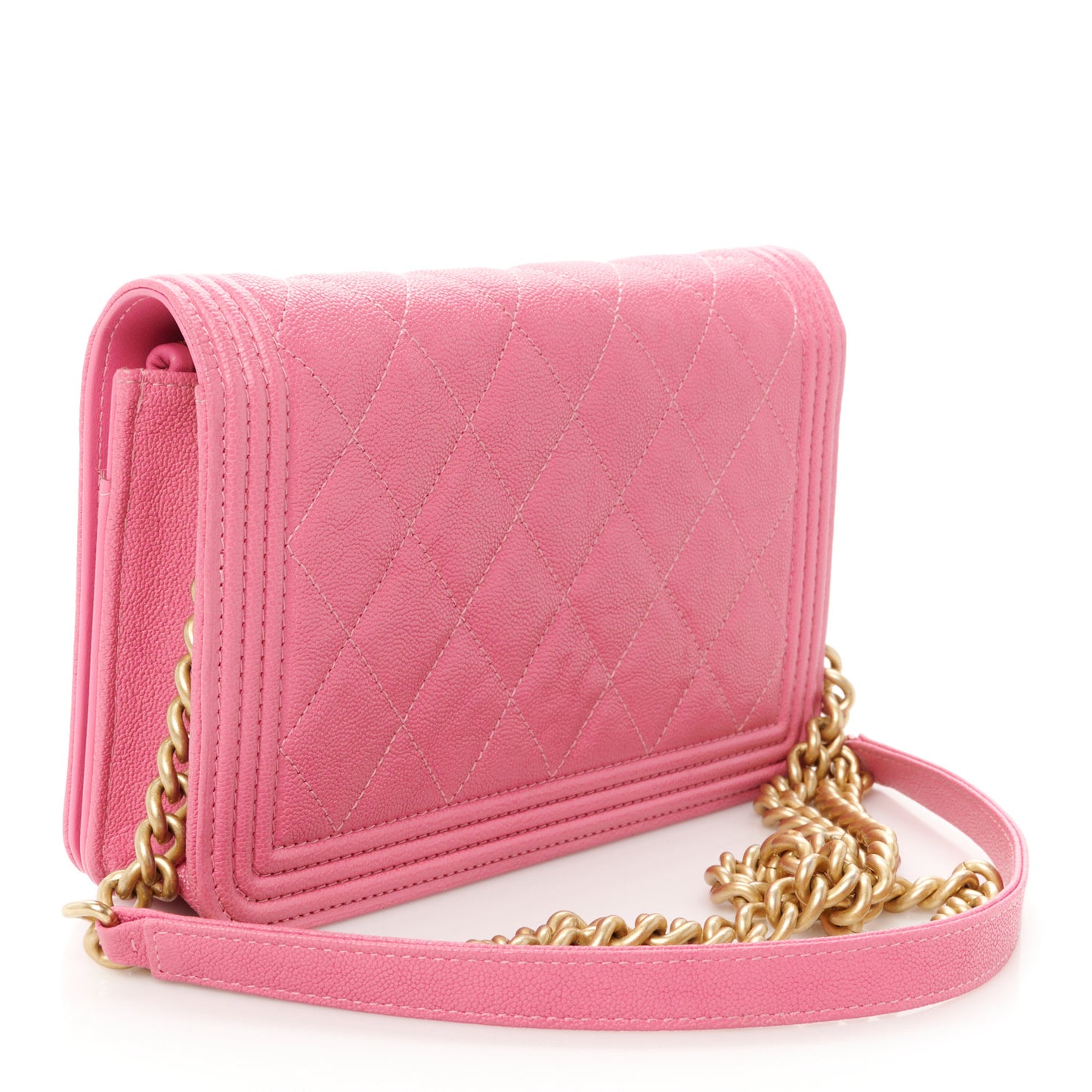 Caviar Quilted Boy Wallet On Chain WOC Pink