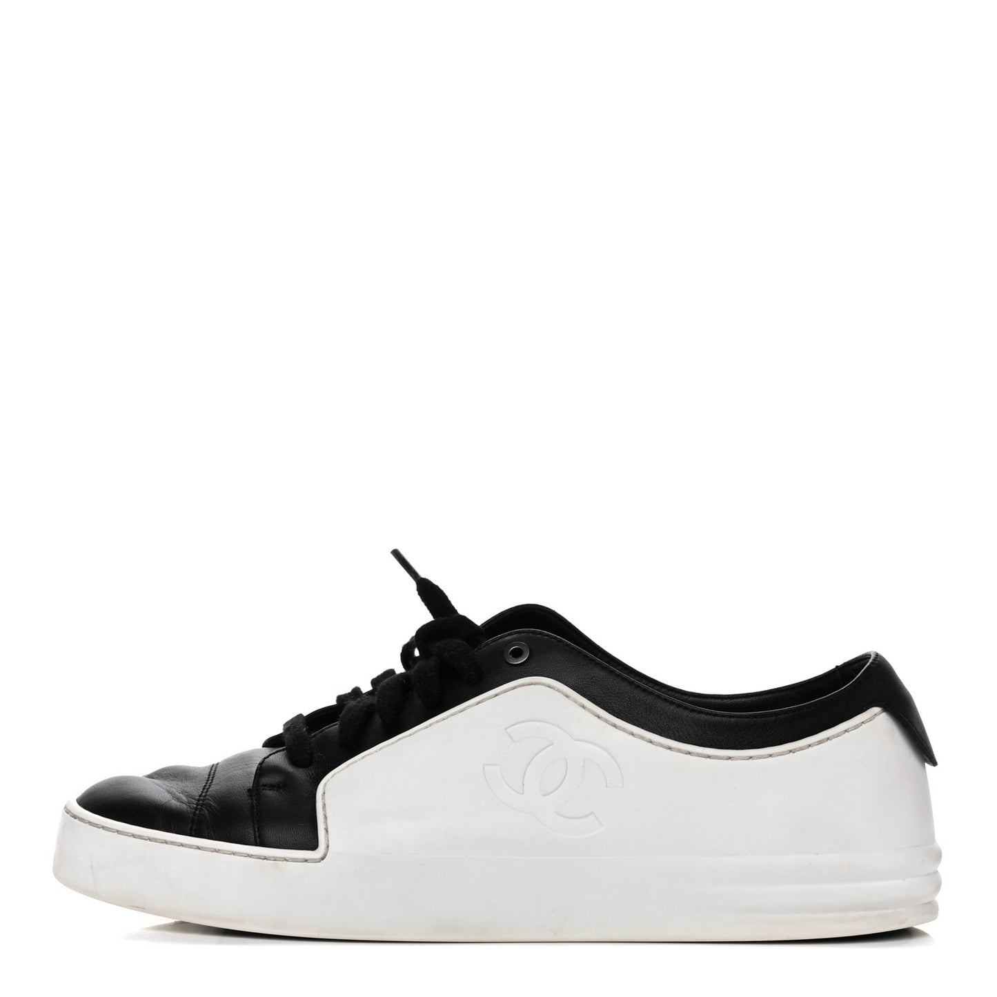 Calfskin Womens CC Sneakers 39.5 Black White