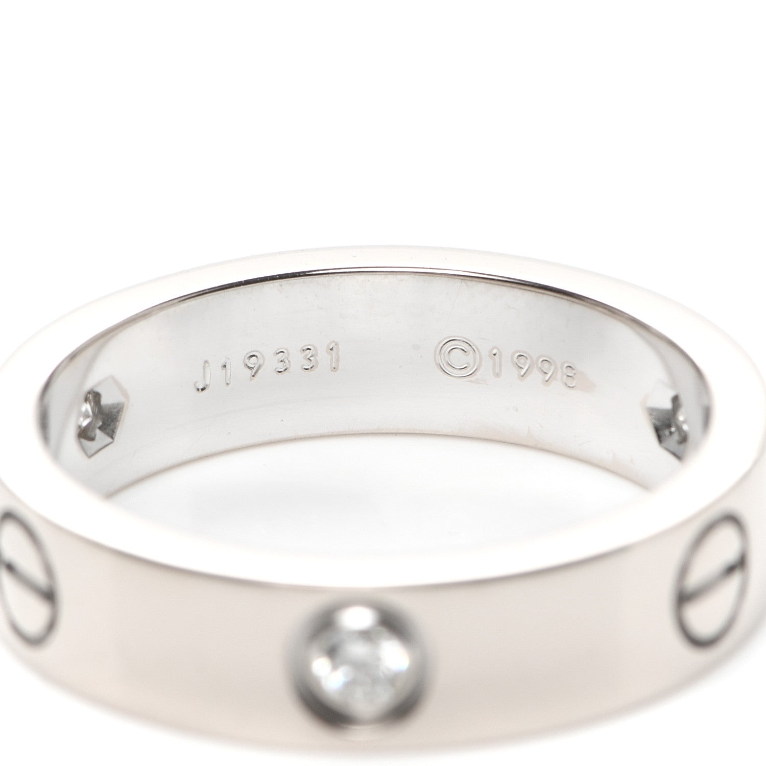 Cartier 18K White Gold 3 Diamond 5.5mm LOVE Ring 60 9 4 of 6