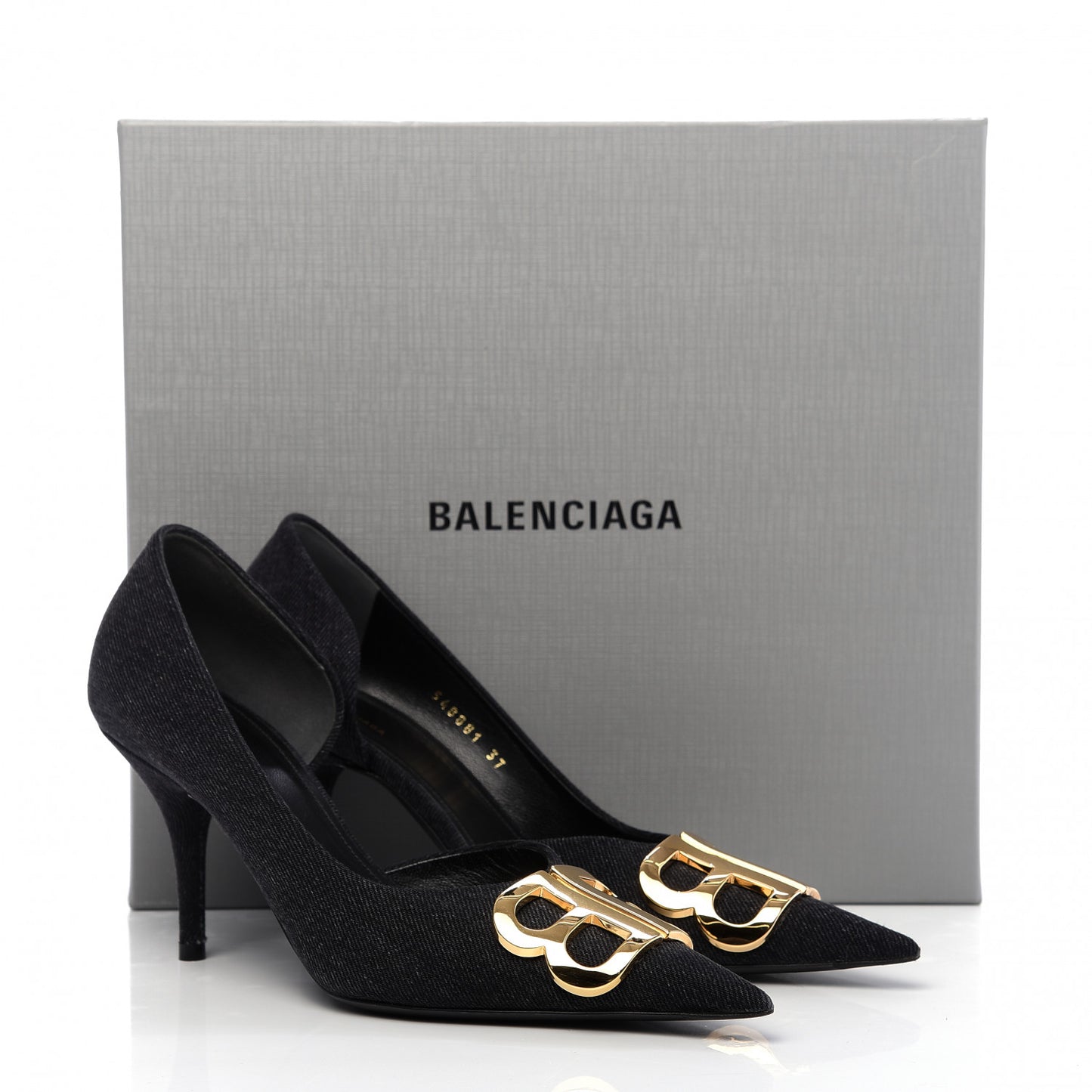 Denim BB D'Orsay Pointed Toe Knife 80mm Pump 37 Black