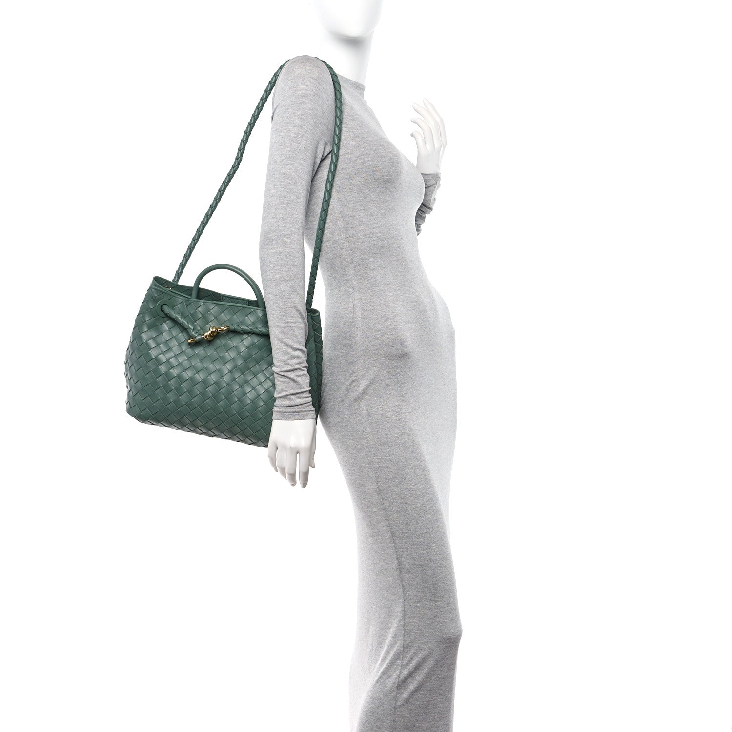 Bottega Veneta Nappa Intrecciato Medium Andiamo Shoulder Bag Aloe 2 of 11