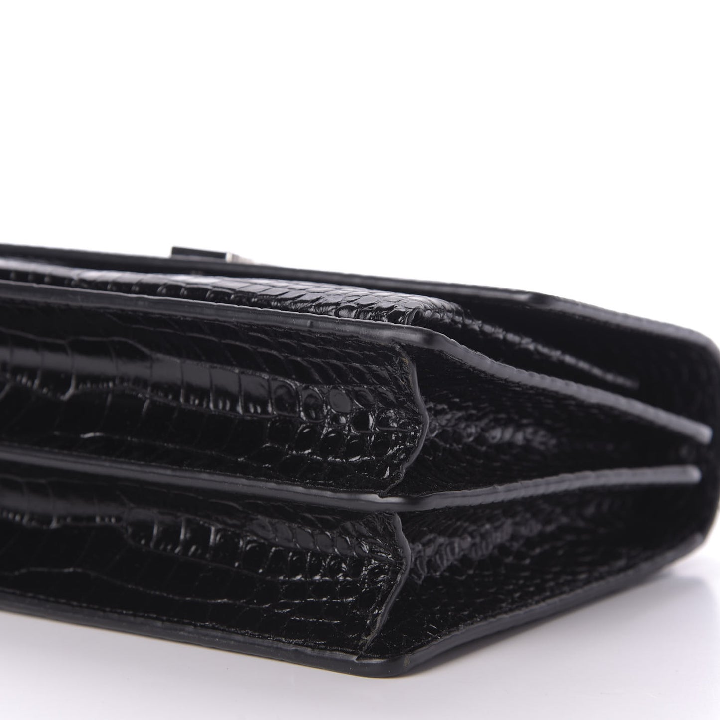 Calfskin Crocodile Embossed Medium Monogram Sunset Black
