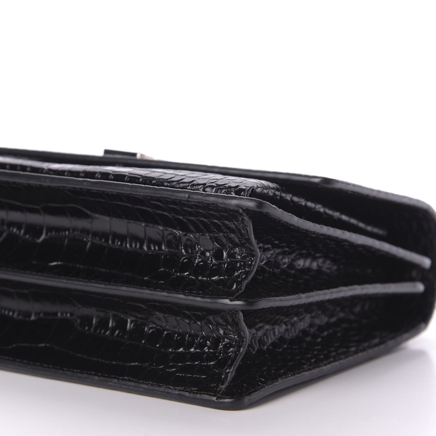 Saint Laurent Calfskin Crocodile Embossed Medium Monogram Sunset Black 7 of 8