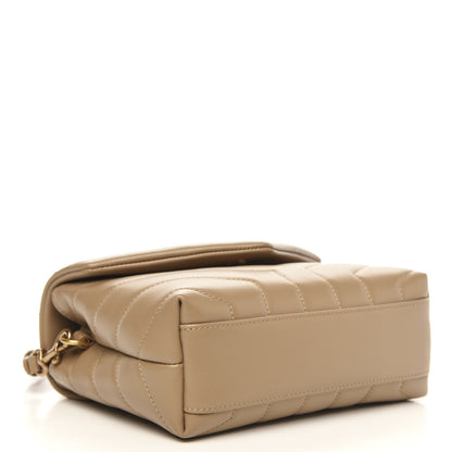 Saint Laurent Calfskin Y Quilted Monogram Toy Loulou Crossbody Bag Dark Beige 4 of 11