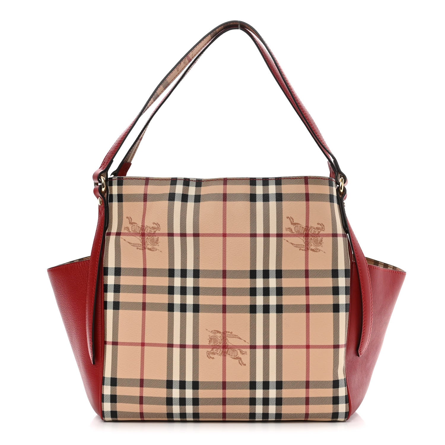 Burberry Haymarket Check Small Canterbury Tote Military Red 1 of 9