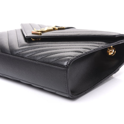 Saint Laurent Grain De Poudre Matelasse Chevron Medium Monogram Satchel Black 6 of 8