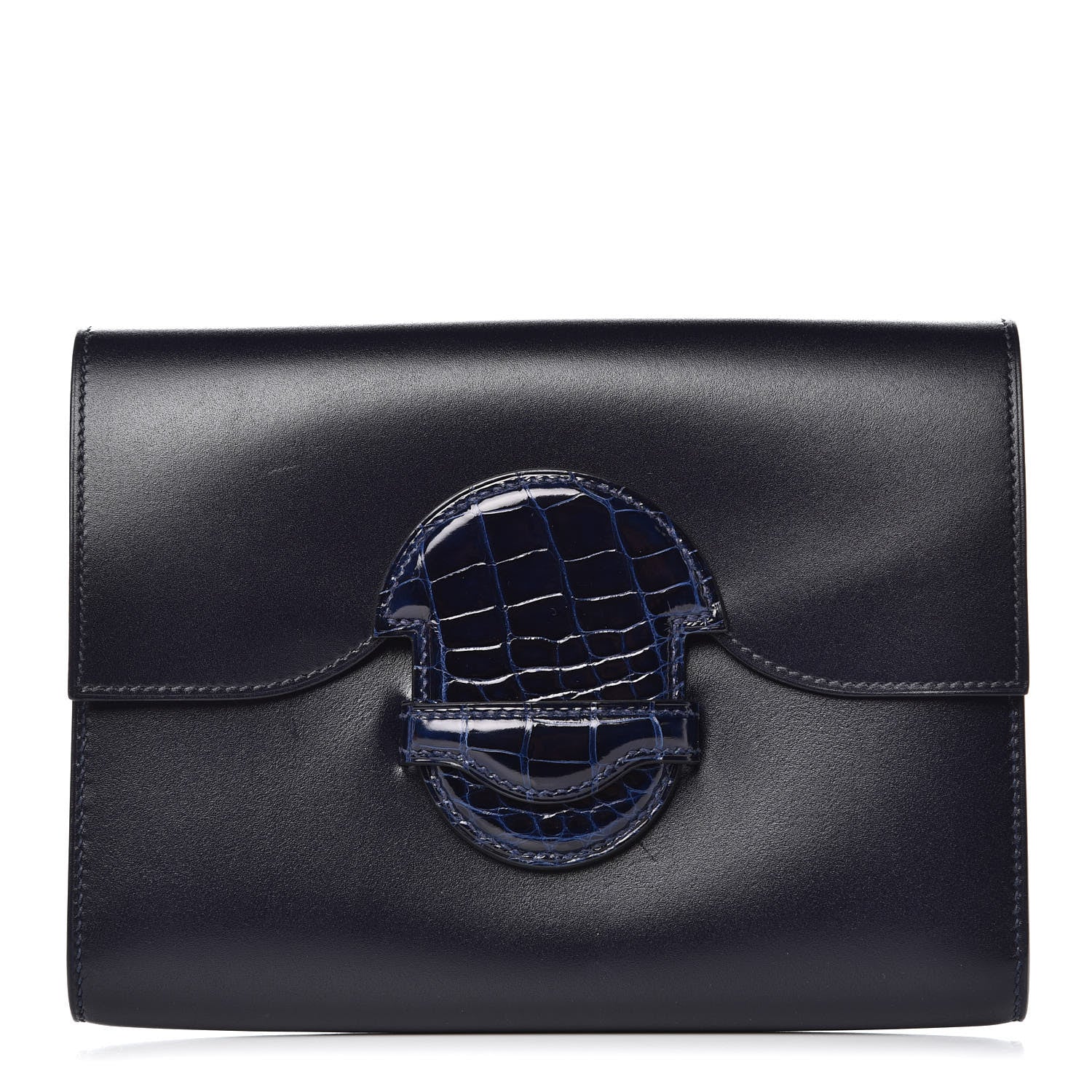 Hermes Villandry Calfskin Alligator 1938 Wallet 19 Bleu Nuit 1 of 8