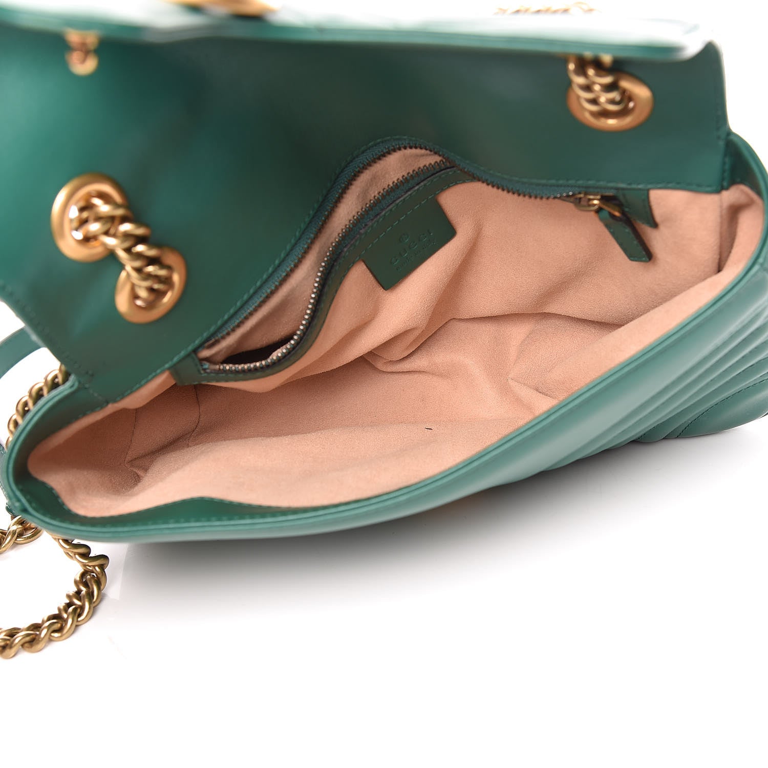 Gucci Calfskin Matelasse Small GG Marmont Shoulder Bag Emerald Green 5 of 12