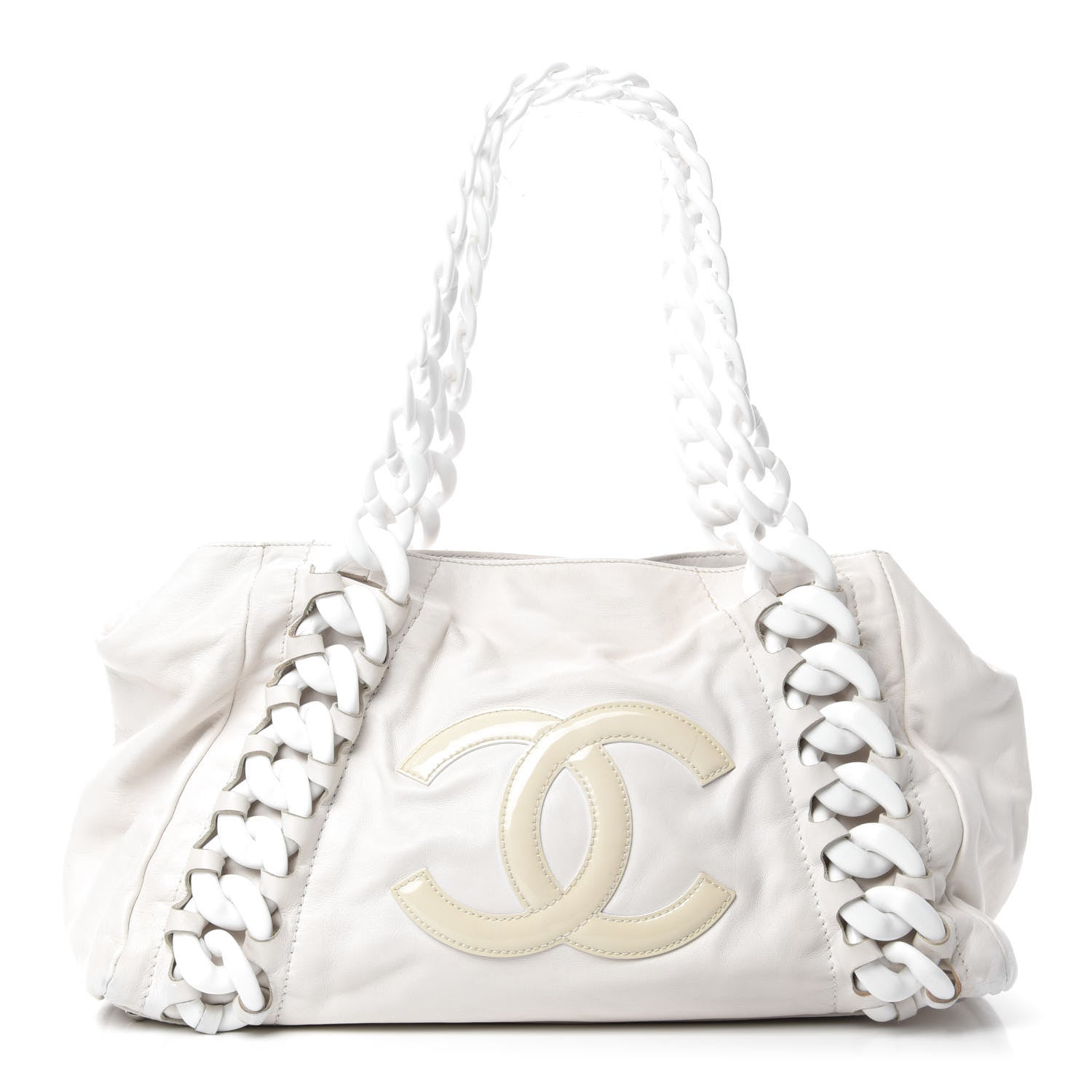 Chanel Calfskin Modern Chain Rhodoid East West Tote White 1 of 12
