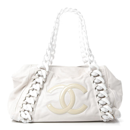 Chanel Calfskin Modern Chain Rhodoid East West Tote White 1 of 12