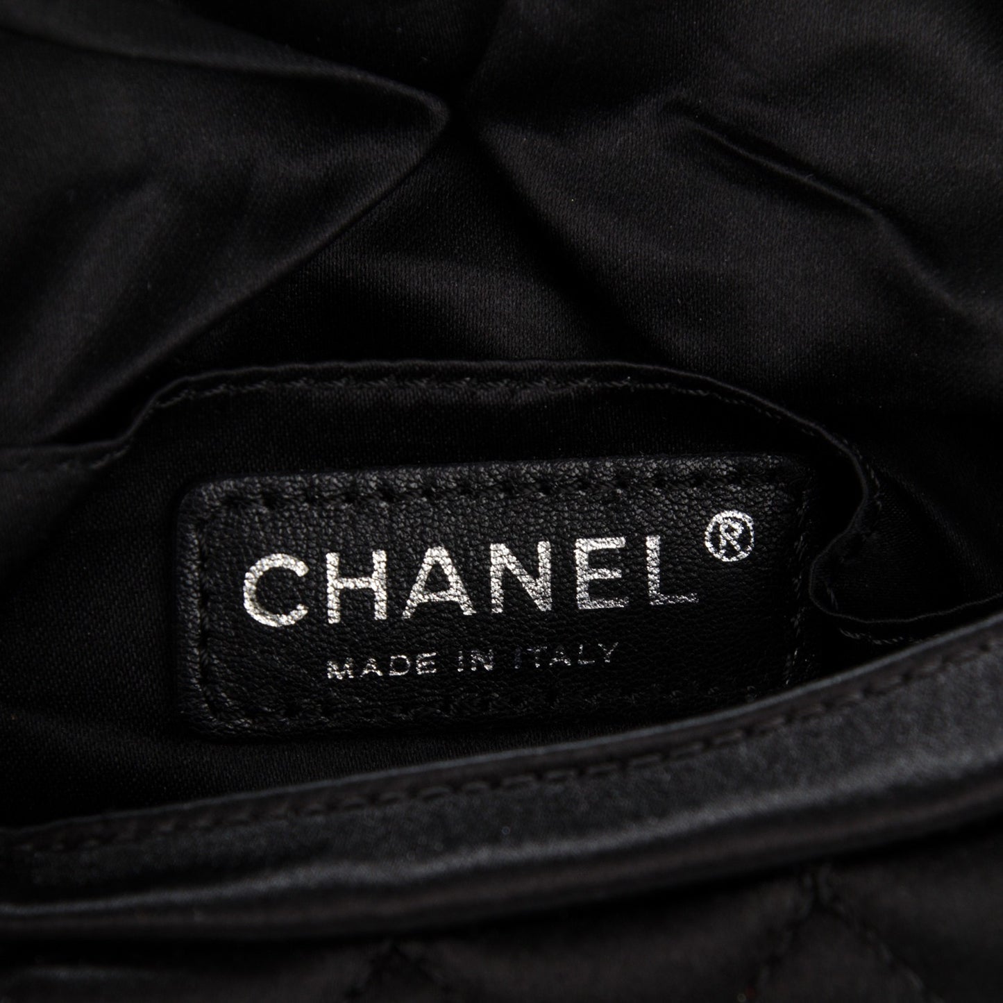 Satin Quilted Flap Clutch Black