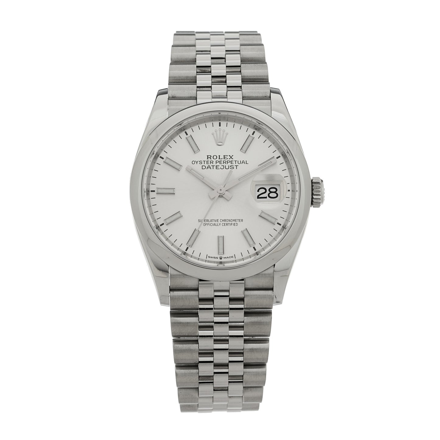 Stainless Steel 36mm Oyster Perpetual Datejust Watch Silver 126200