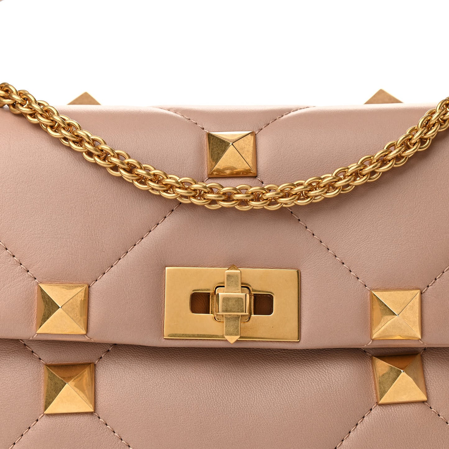 Nappa Large Roman Stud Shoulder Bag Rose Cannelle