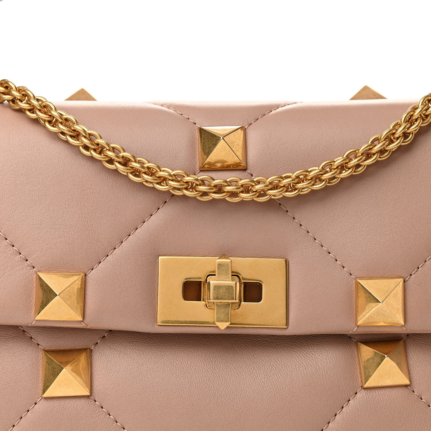 Valentino Garavani Nappa Large Roman Stud Shoulder Bag Rose Cannelle 7 of 9