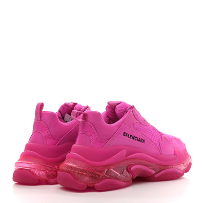 Balenciaga Fabric Mesh Clear Sole Fluo Womens Triple S Sneakers 40 Pink 4 of 9