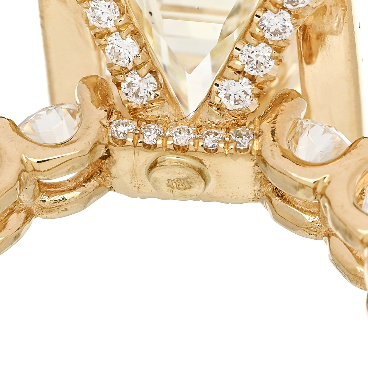 18K Yellow Gold Diamond 4.94ct Emerald Cut Halo Engagement Ring 51 5.75