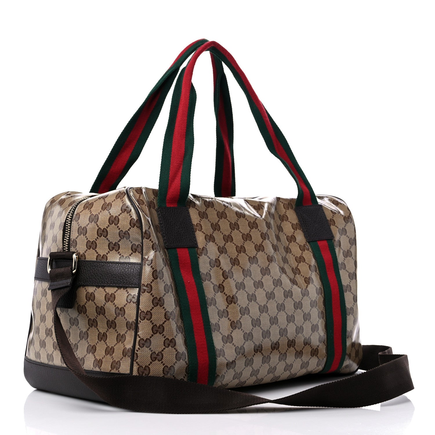 Gucci Crystal Monogram Web Large Carry On Duffle Bag Brown 2 of 11