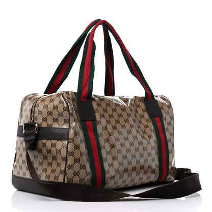 Gucci Crystal Monogram Web Large Carry On Duffle Bag Brown 2 of 11