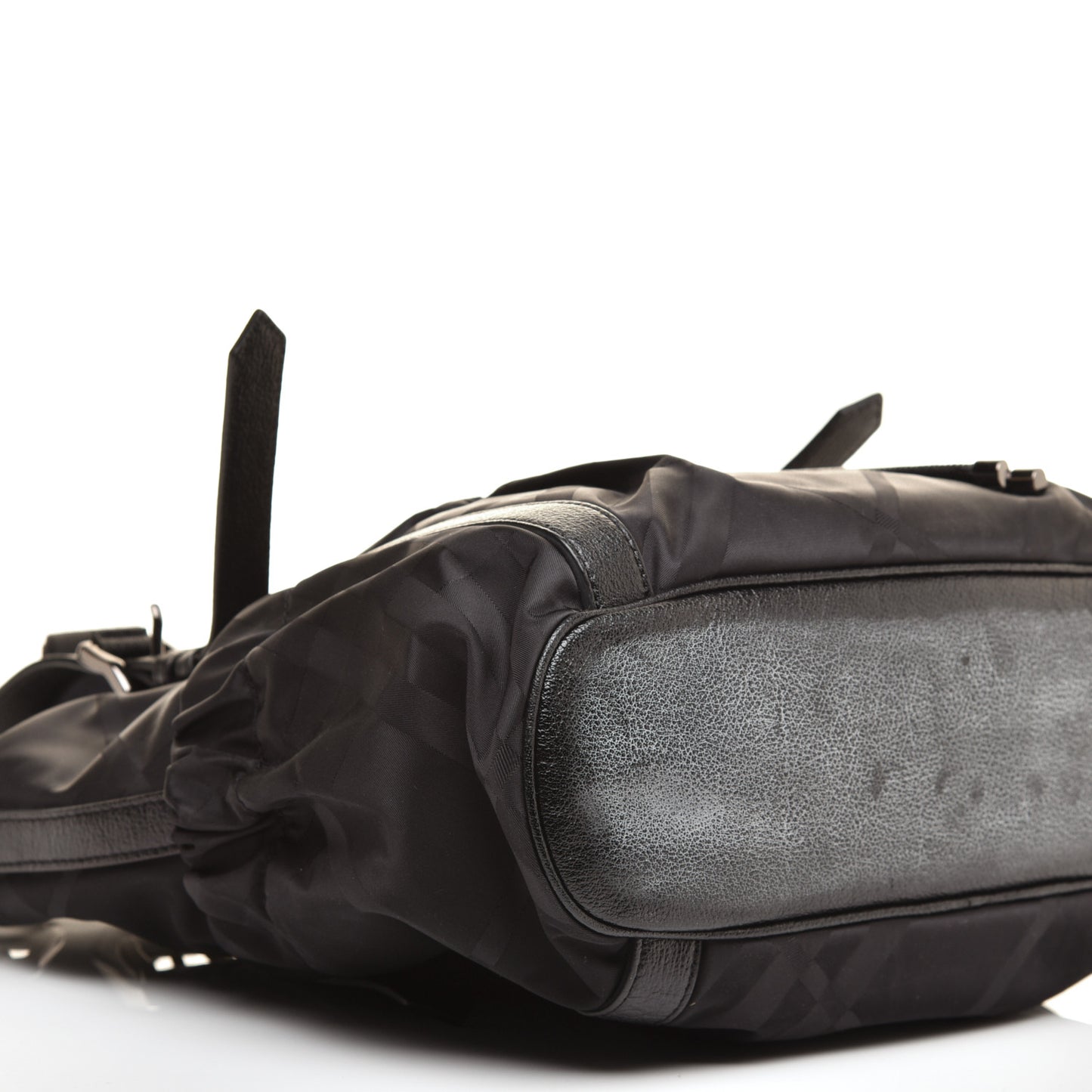 Nylon Tonal Check Drawstring Tote Black