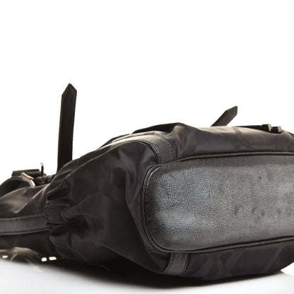 Burberry Nylon Tonal Check Drawstring Tote Black 7 of 9