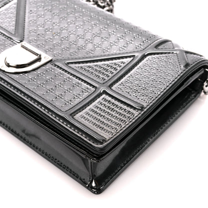Christian Dior Metallic Patent Micro-Cannage Diorama Wallet on Chain Pouch Onyx Black 9 of 9