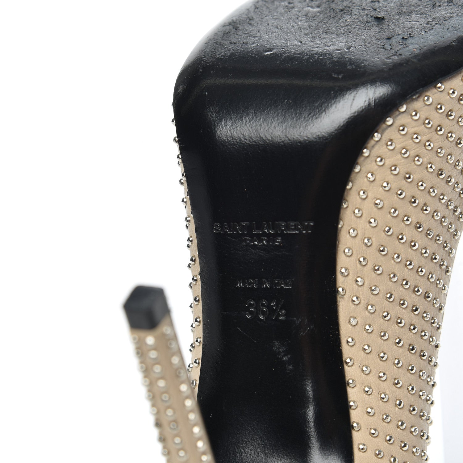 Saint Laurent Calfskin Micro Stud Paris 105 Pumps 36.5 Beige 7 of 14