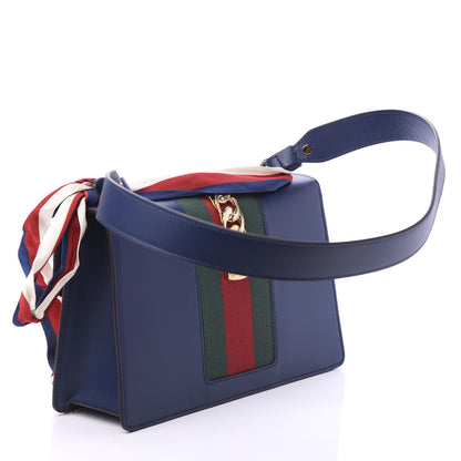 Gucci Vitello Fontanella Web Small Sylvie Shoulder Bag Blue Agata 3 of 10