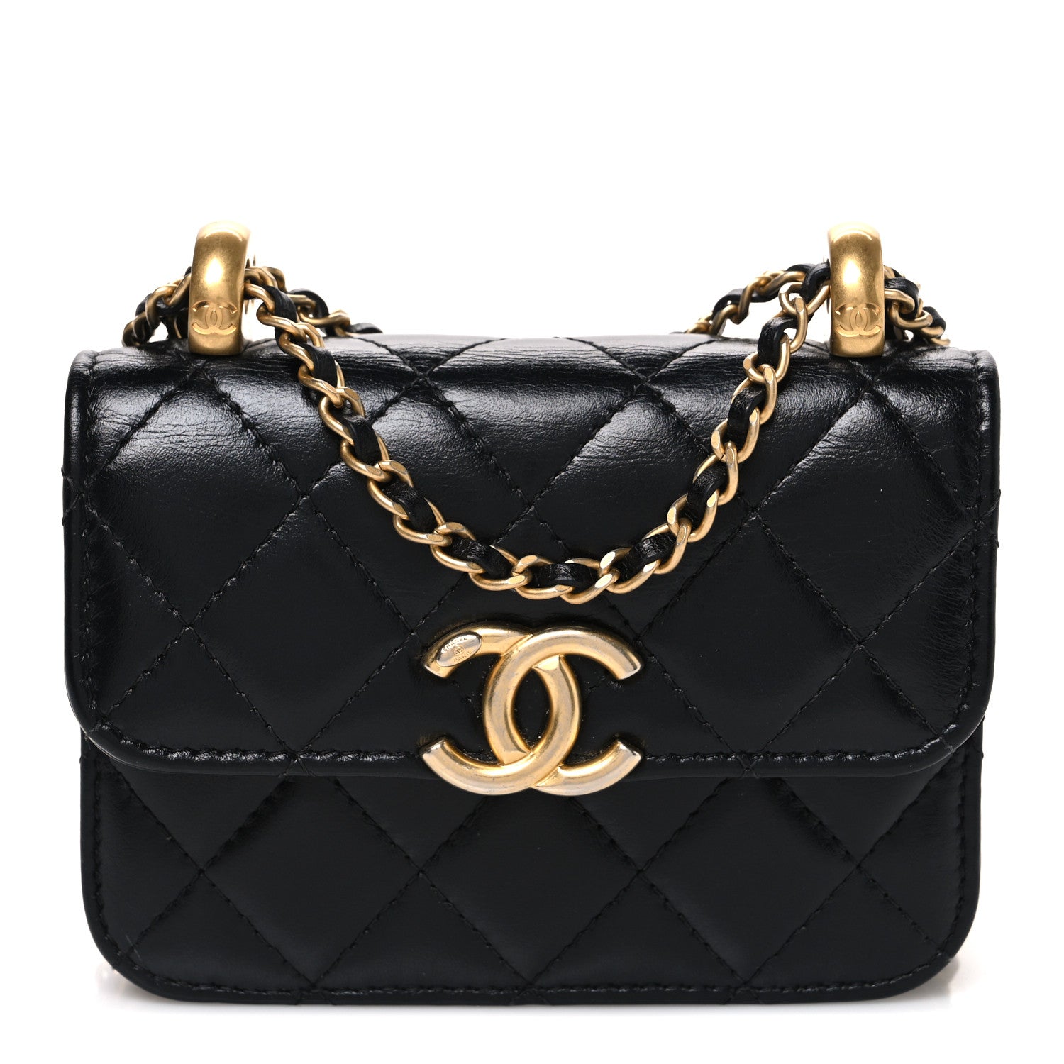 Chanel Calfskin Quilted Perfect Fit Coin Purse With Chain Black 1 of 11