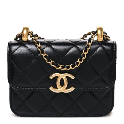Chanel Calfskin Quilted Perfect Fit Coin Purse With Chain Black 1 of 11