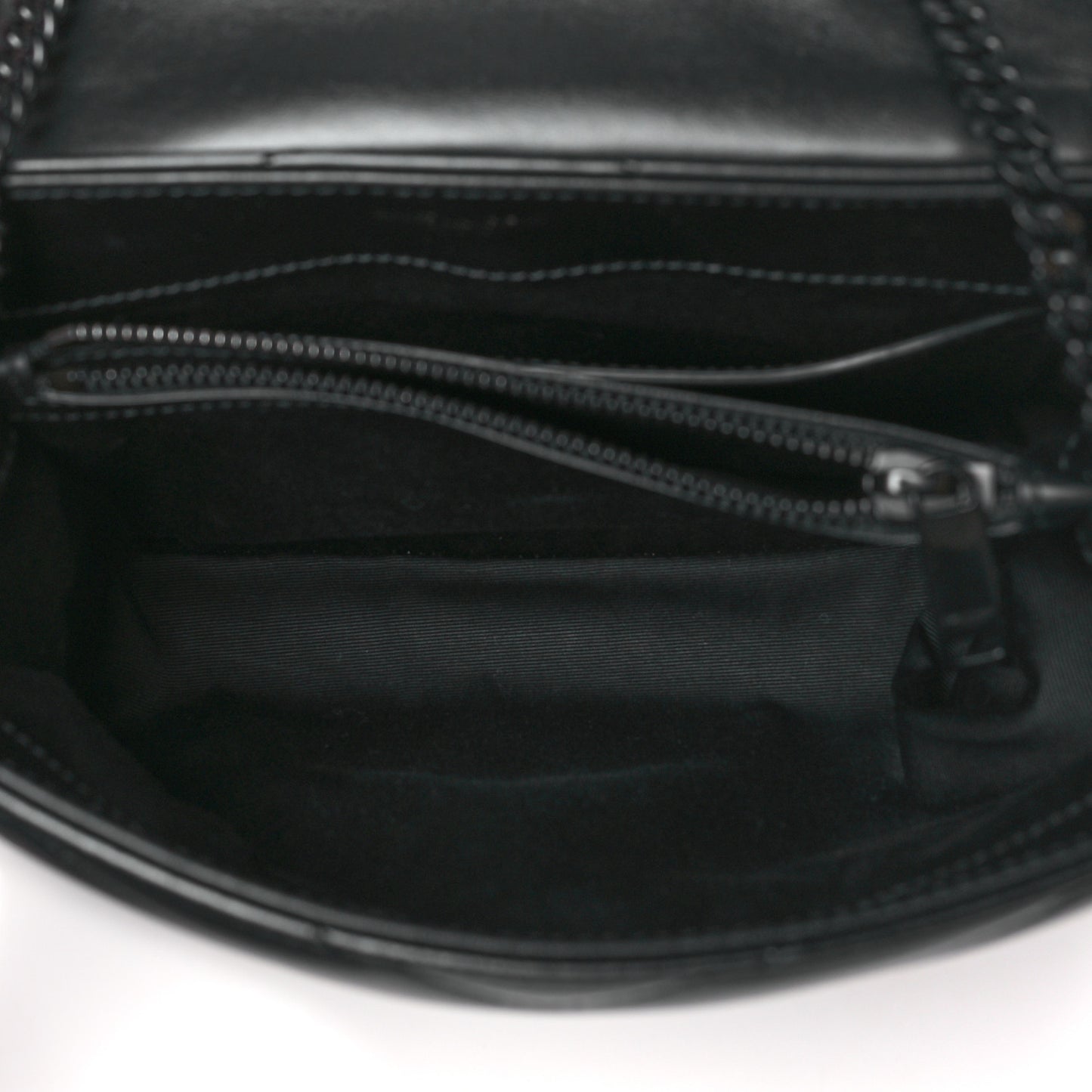 Calfskin Y Quilted Monogram Monochrome Small Loulou Chain Satchel Black