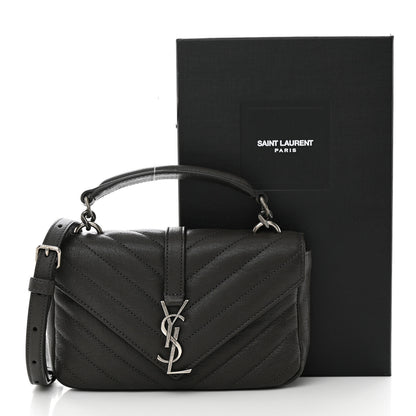 Saint Laurent Sheepskin Matelasse Chevron Monogram College Chain Wallet Coal 11 of 11