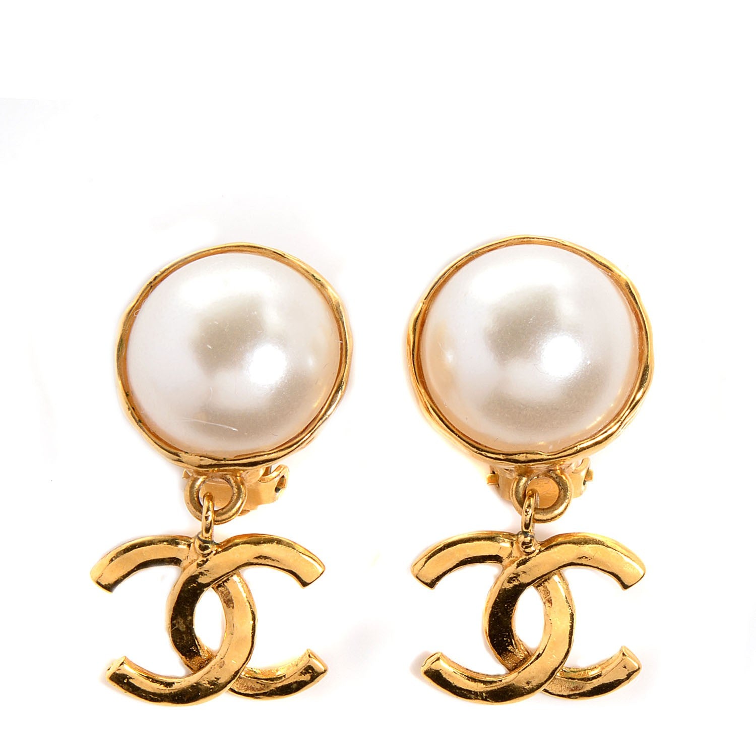 Chanel Pearl CC Drop Clip On Earrings Gold 1 of 4