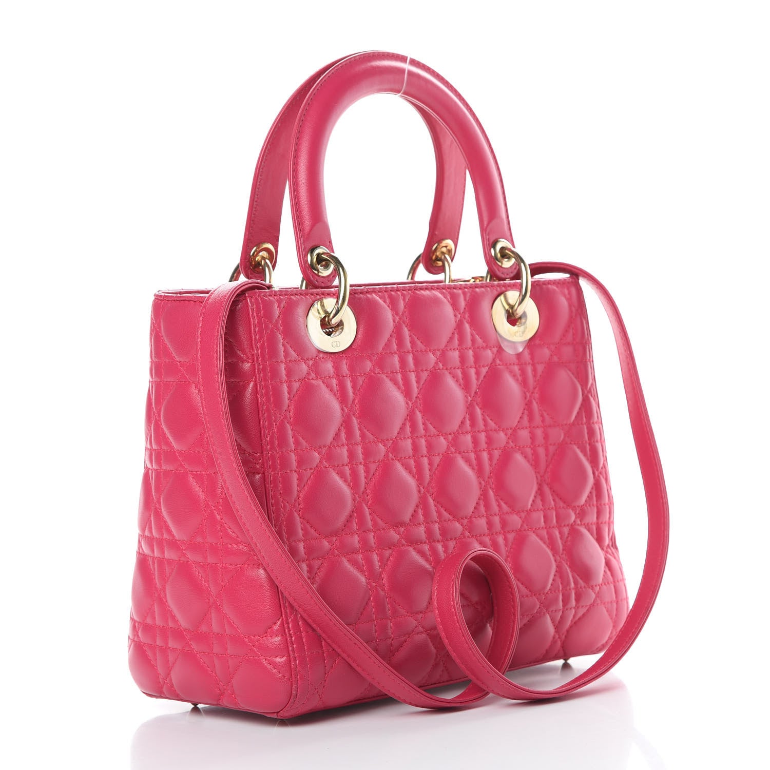 Christian Dior Lambskin Cannage Medium Lady Dior Fuchsia 3 of 17