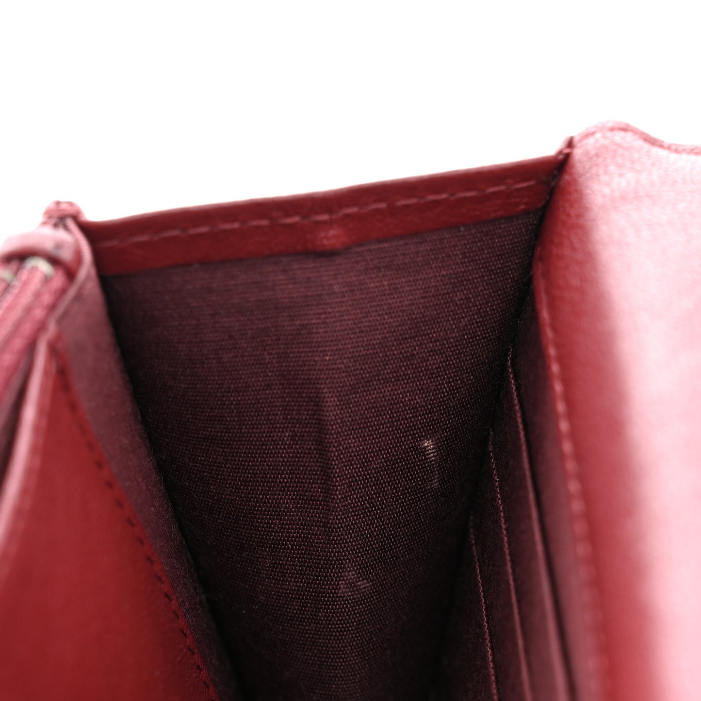 Lambskin Quilted Infinity Wallet On Chain WOC Burgundy