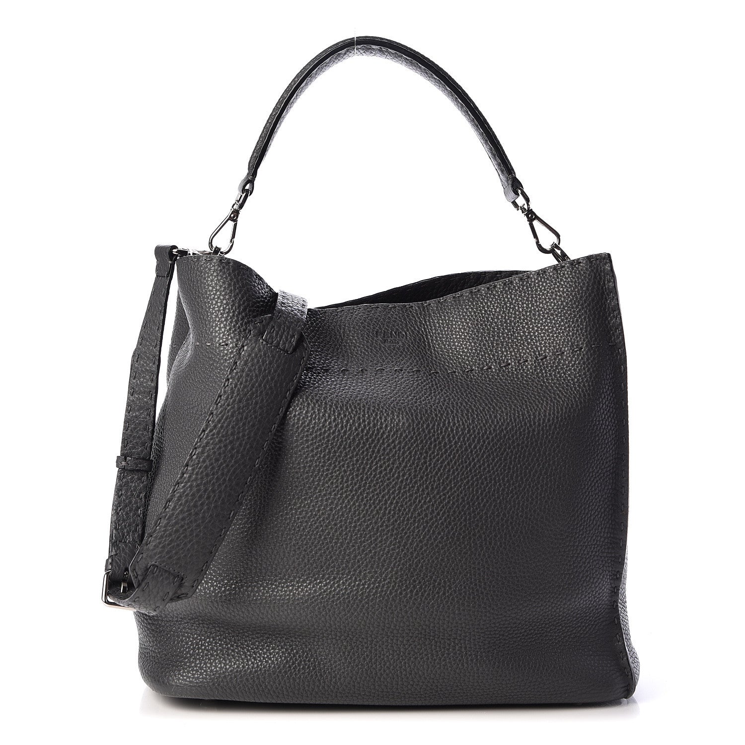 Fendi Cuoio Romano Selleria Large Anna Bucket Bag Asfalto 1 of 11