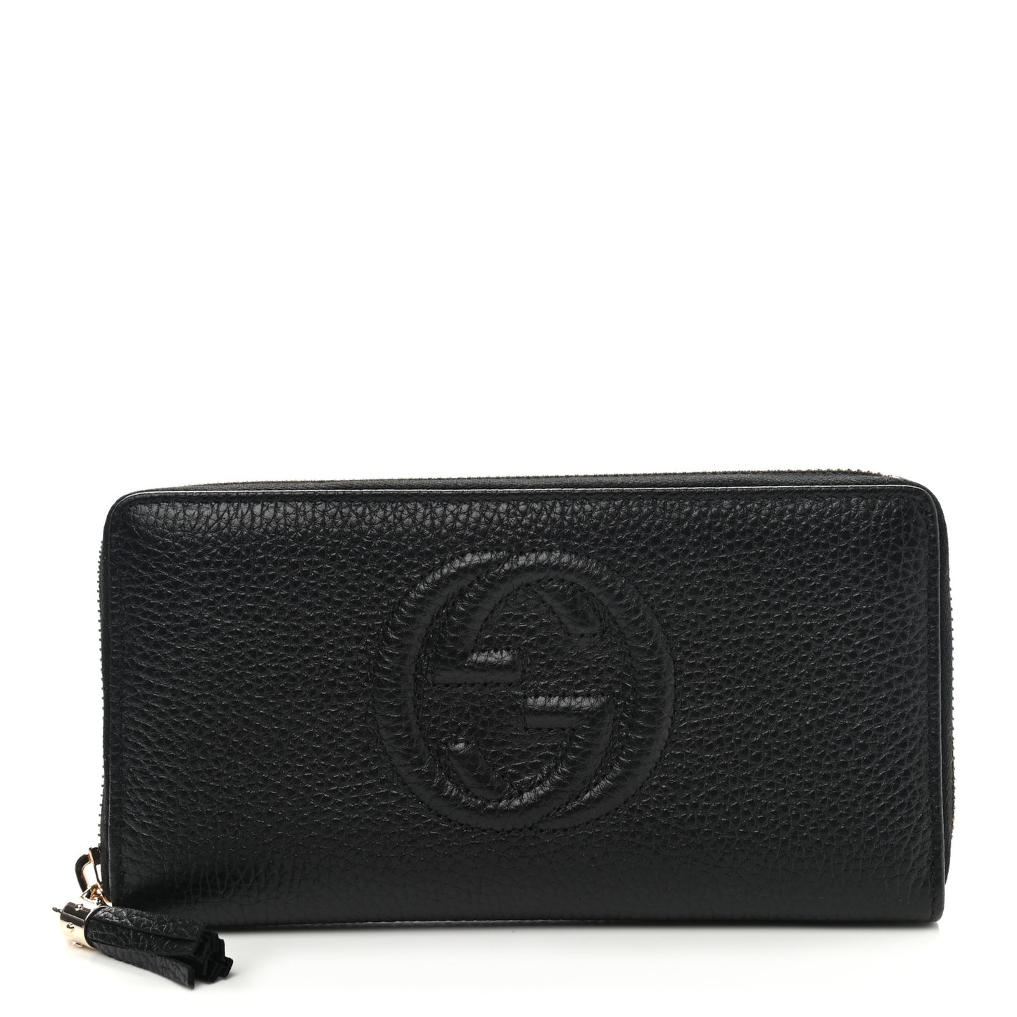 Pebbled Calfskin Soho Zip Around Wallet Black