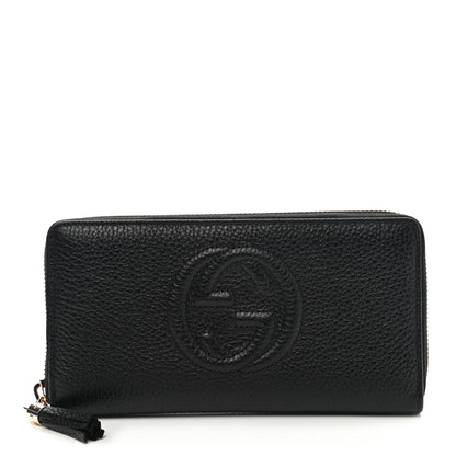 Gucci Pebbled Calfskin Soho Zip Around Wallet Black 1 of 8