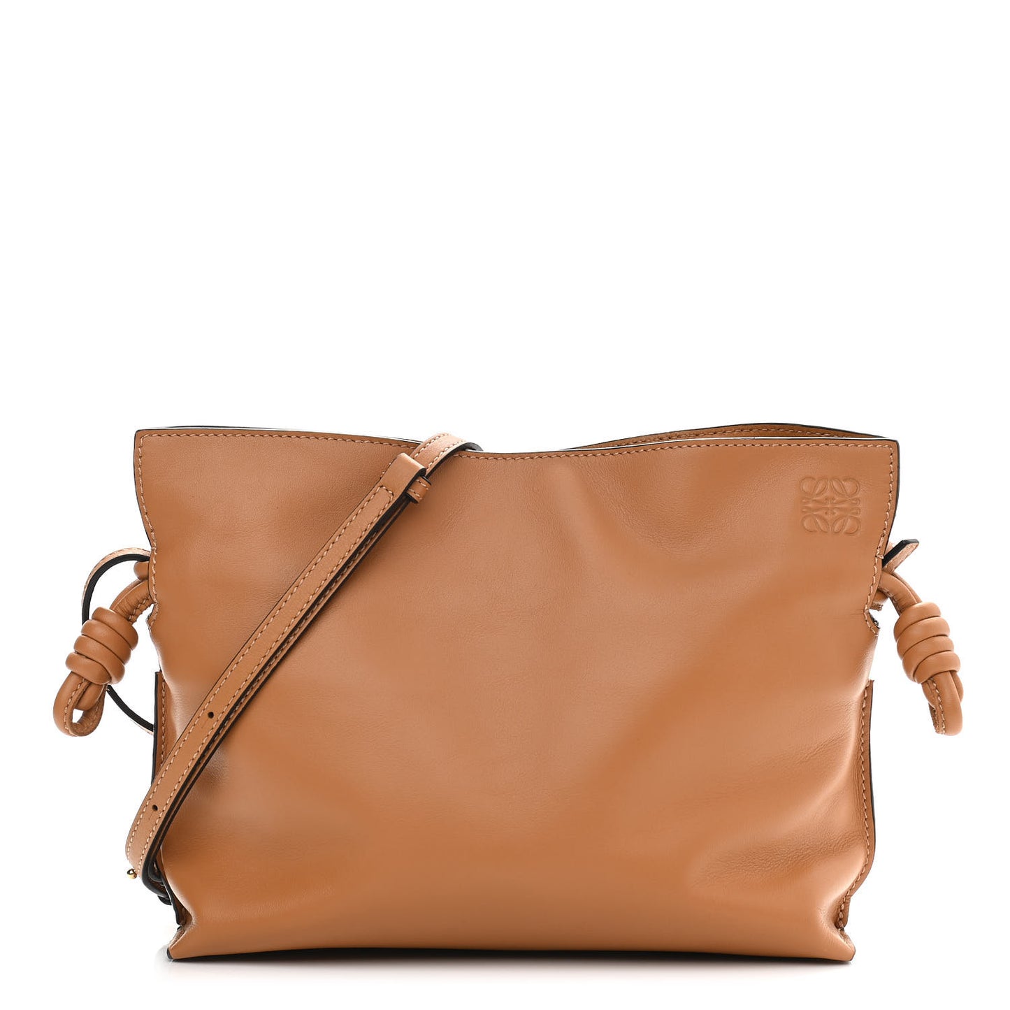 Calfskin Mini Flamenco Knot Clutch Warm Desert