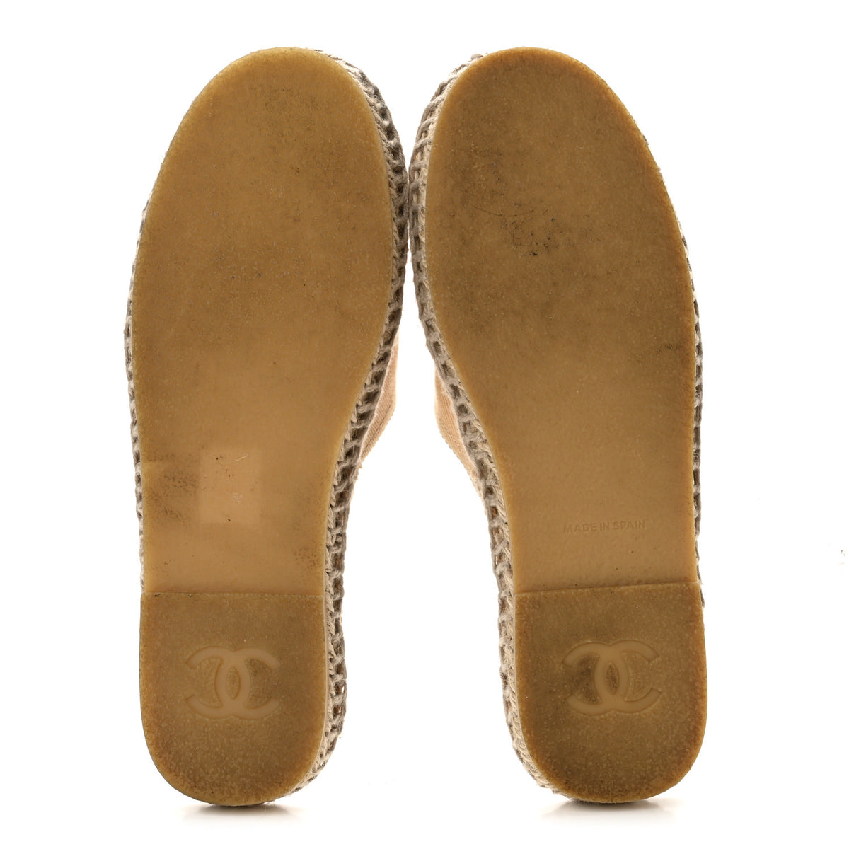 Chanel Denim CC Espadrille Mules 37 Beige Black 6 of 9